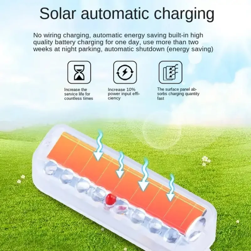 Luce di collisione anti-posteriore per auto a LED solare Cablaggio di avvertimento anti-collisione Sensore di vibrazione della luce libera Luce di respirazione lampeggiante - immagine 2