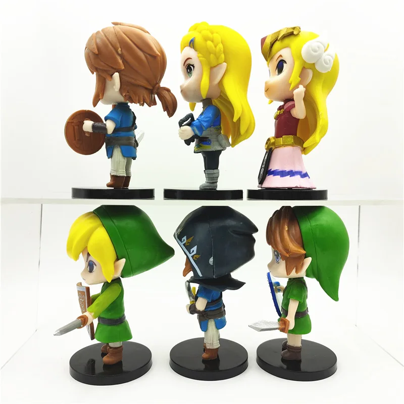 La Légende de Zelda 6 pièces/ensemble 10 cm Version q Lien Princesse Zelda Figure Jeu Décoration Anime Ornements Modèle Collection Poupées