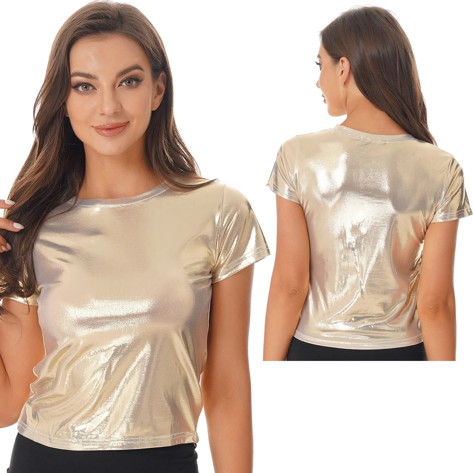 Maglia Donna Con Paillettes, Scollo A V, Maniche Corte – Perfetta Per Feste E Tempo Libero - 3