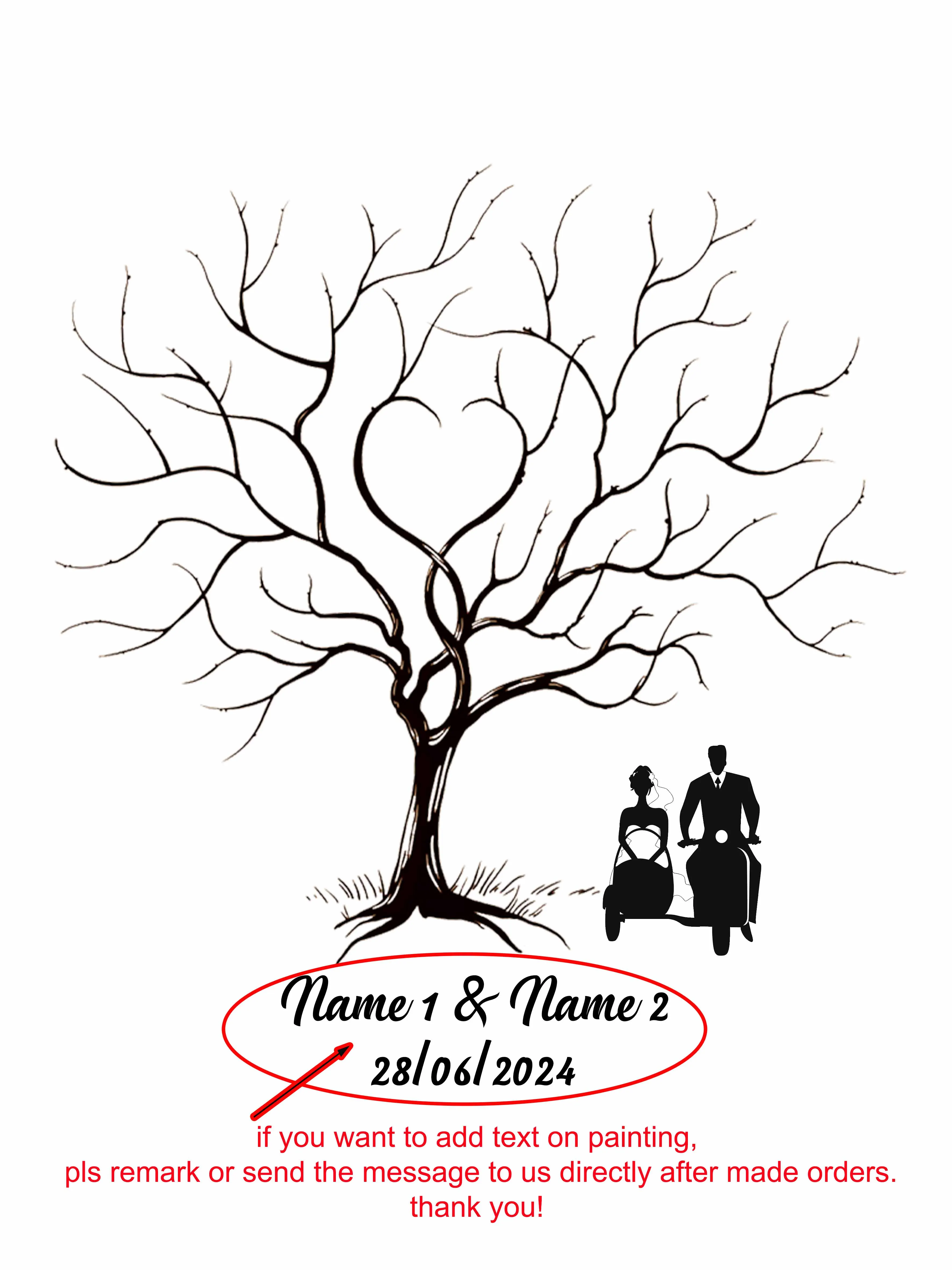 Ceremony Events DIY Fingerprint Wedding Tree Canvas Painting Anniversary Party Favor Guest Signature Book Lover Gift