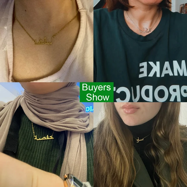 collier arabe personnalisé inoxydable， collier personnalisé prénom，Islam Bijoux collier prenom arabe， bijoux personnalisés，collier prenom personnalisable inoxydable，femme hommes colliers en acier inoxydable bijoux