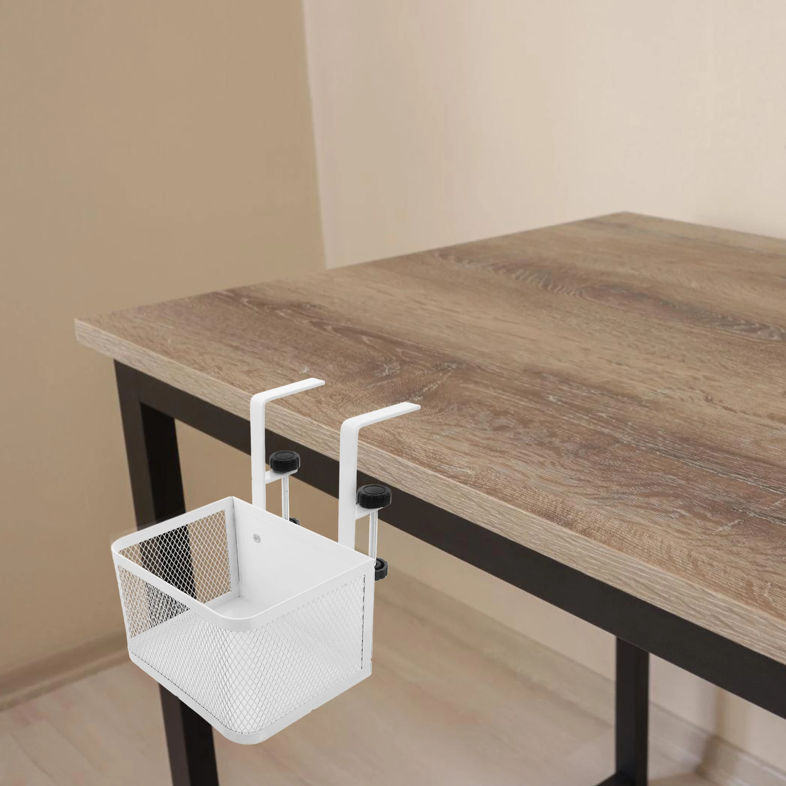 Clamp On Desk Organizer Basket Under Desk Storage Solution for Office Classroom Home No Drilling Required Cable Organizer Basket