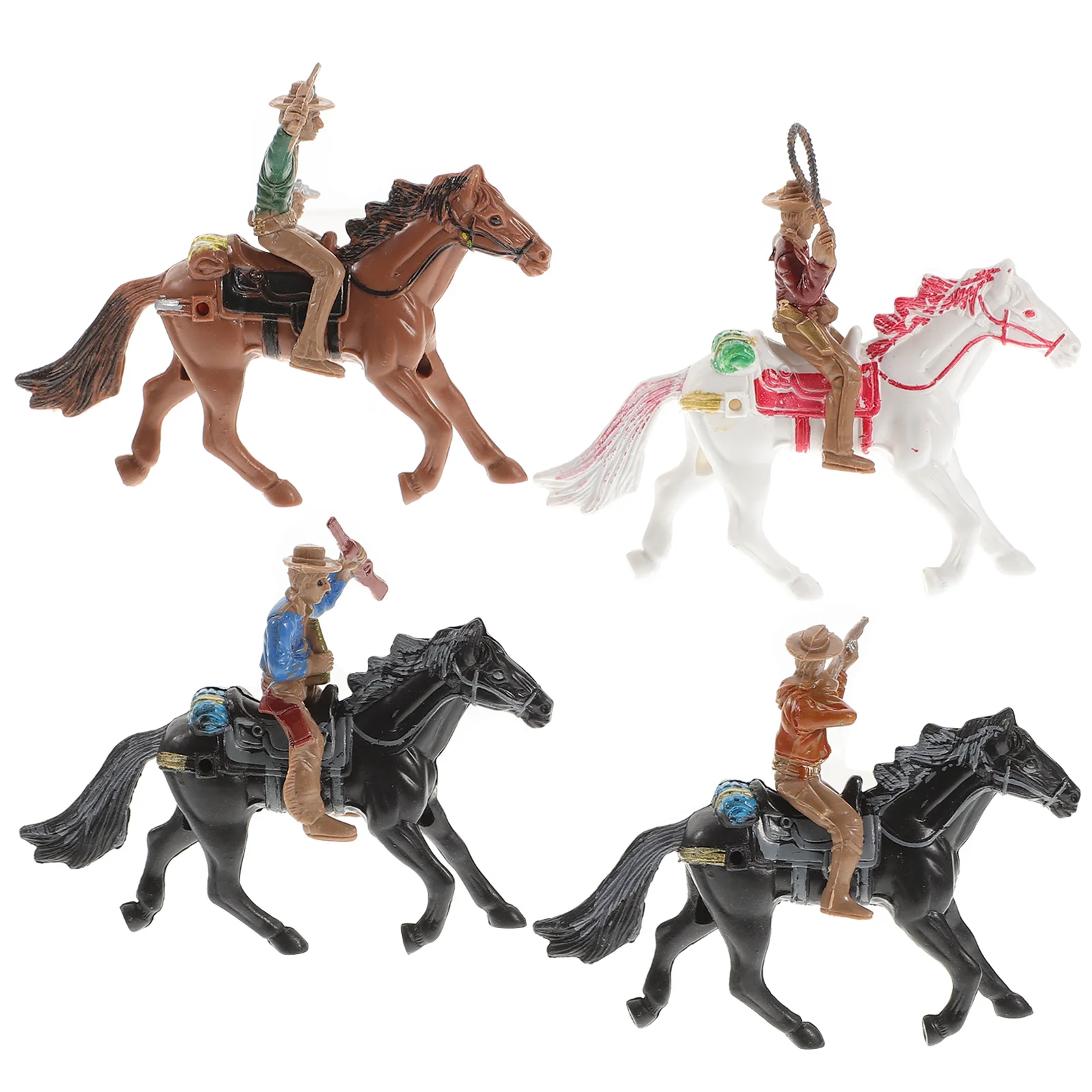 

4 Pcs Riding Model Educational Toys for Kids Plastic Desktop Statues Miniature Children's