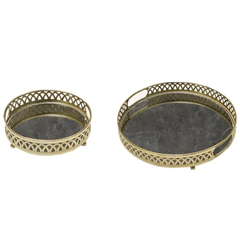 Description Picture 5 of itemMetal Round Storage Tray Living Room Cosmetics Remote Control Tissue Box Nordic Luxury Decor Ornaments Mirror