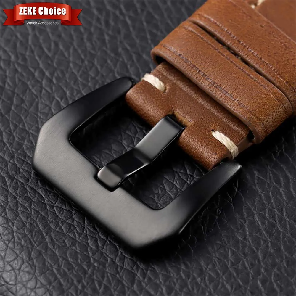 Vintage Stitching Genuine Leather Watch Straps for Men - Quick Release Replacement Top Grain Band