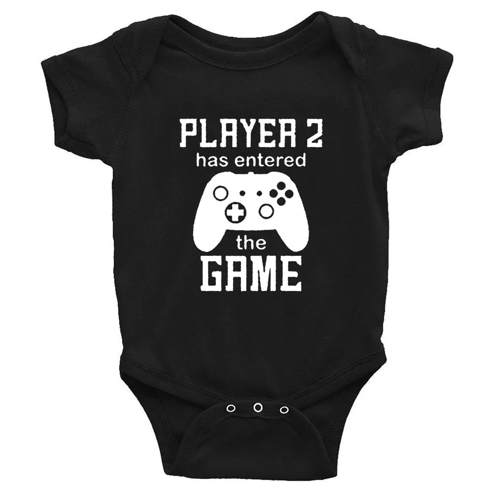 Baby Romper Pregnancy Announcement Gift Player 2 Enter Game Leveled Up To Dad T Shirts Daddy and Son Matching Family Funny Tee 5