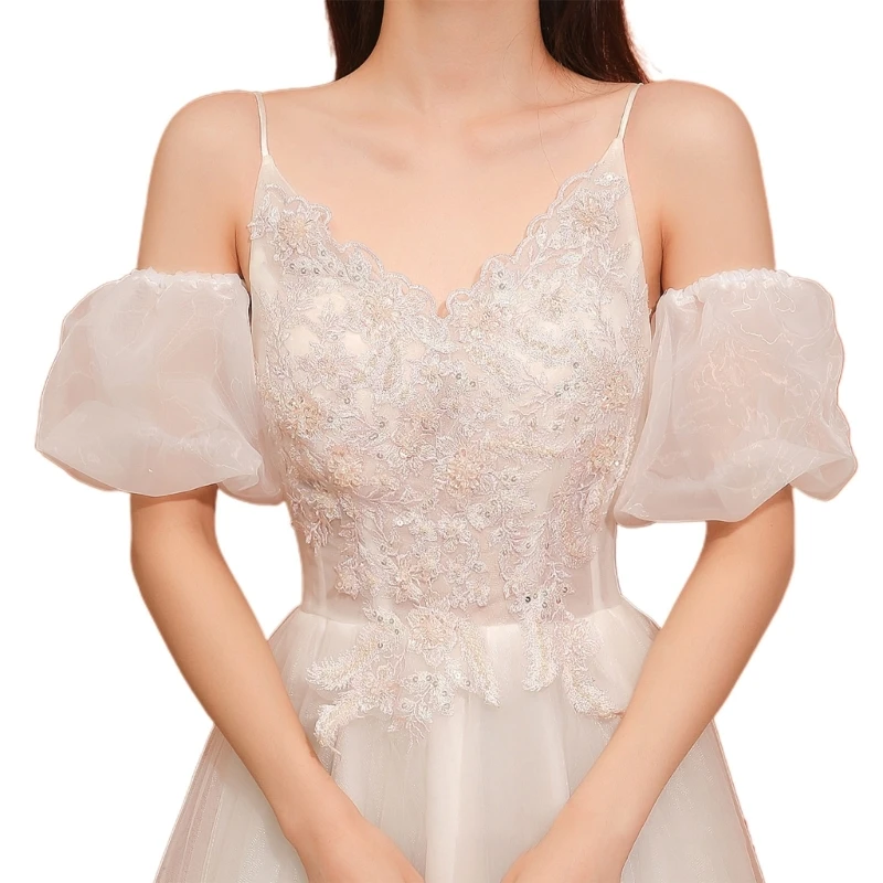 

Gorgeous Pleated Tulle Sleeve Puff Wedding Sleeve Supplies Dropship