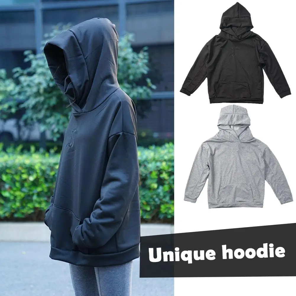 Description Picture 2 of itemAutumn Winter Turtleneck Hoodie Solid Color Hooded Long Sleeve Hip Hop Streetwear Male Punk Style Sweatshirt Unisex Tops