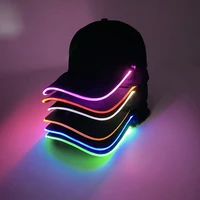 Glowing Baseball Cap NightClub Masquerade Riding Light Up Supplies Hip-hop Black Hat Led Sports Glowing Fibre Baseball Hats 1
