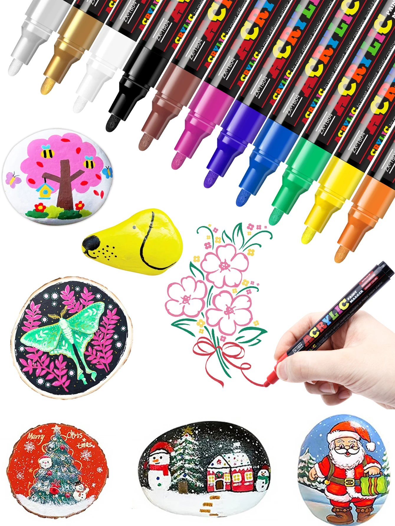 72가지 색상, 6가지 주요 색상 구성, 각 색상 12개, 수성 아크릴 마커, 얇은 스트로크와 넓은 스트로크 모두 사용 가능한 이중 팁, 다양한 재료에 적합, 아트 드로잉, DIY 공예 장식 펜, 방수 및 속
