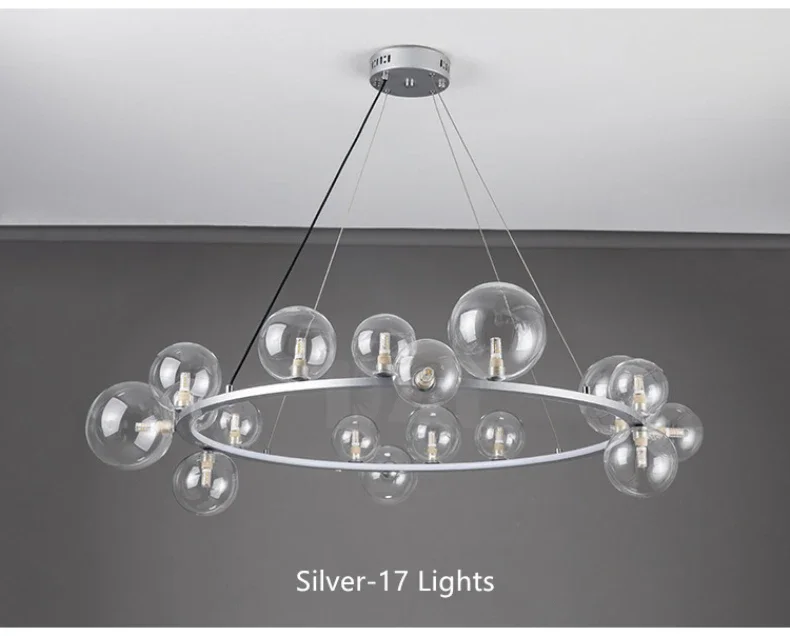 Description Picture 6 of itemGlass Ball Chandelier for Dining Room Living Room Nordic Glass Ball Bedroom Bedside Small Chandelier Bubble Light Chandelier