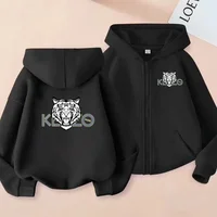 Children's Trendy Cute Tiger Hoodie Zipper Style Coat Sweatshirt Boys Girls 3-12Yrs Gift Long Sleeve Top Casual Charming Clothes