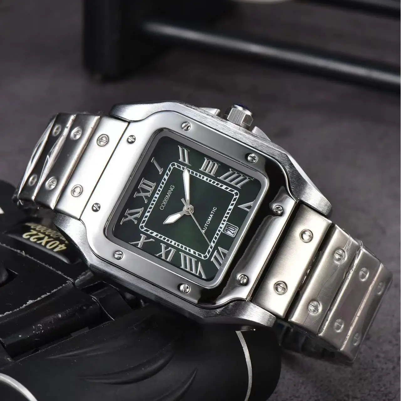 Top Custome Original Brand Luxury Watches For Men 39MM Square Dial Automatic Date Quartz Steel Strap Hottest Sale Male Clock