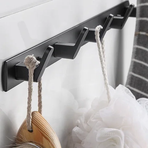 

Алюминиевый настенный крючок для ванной и кухни, без сверления, 2-сторонняя вешалка для полотенец, держатель для верхней одежды, спальня, прихожая