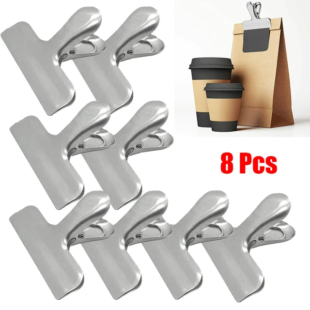 6 Pack Bag Clips, Stainless Steel Chip Clip, Chip Clips Bag Clips Food  Clips, Bag Clips for Food, Heavy Duty Air Tight Seal Kitchen Clips Snack  Clips
