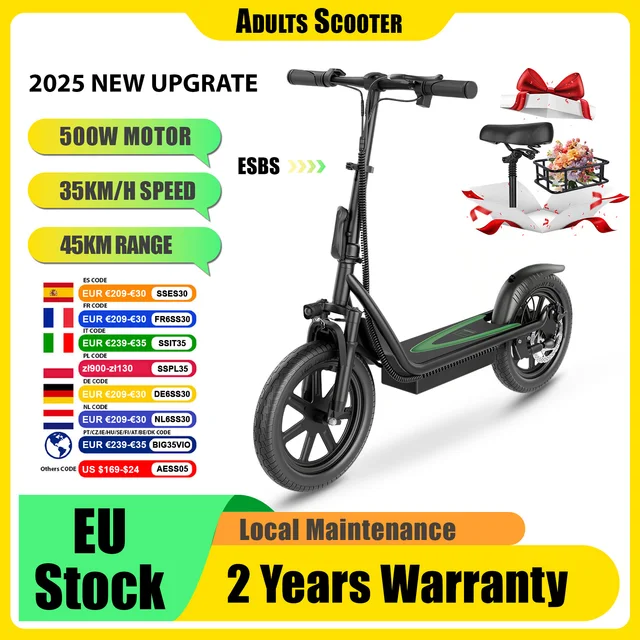 Trottinette Électrique Pliable Puissante Upgrate 2026 ESBS/TX01, Autonomie Super Longue 25/45KM, Moteur 350W/500W, Livraison Rapide, Trottinette Intelligente 1