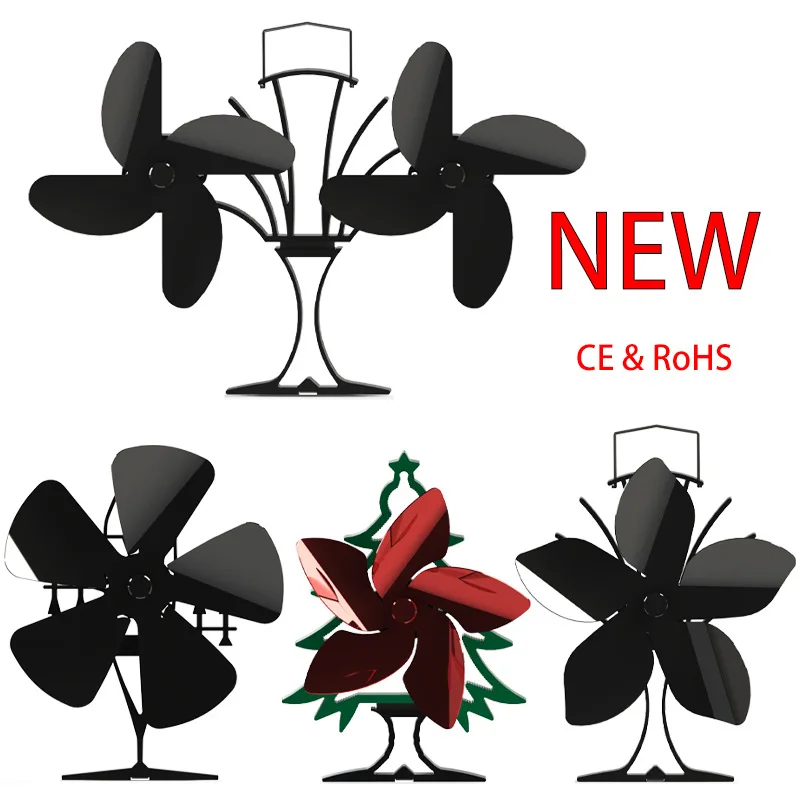 Heat Powered Stove Fan Black Fireplace komin Log Wood Burner Eco Friendly  Quiet Fan Home Efficient Heat Distribution - AliExpress