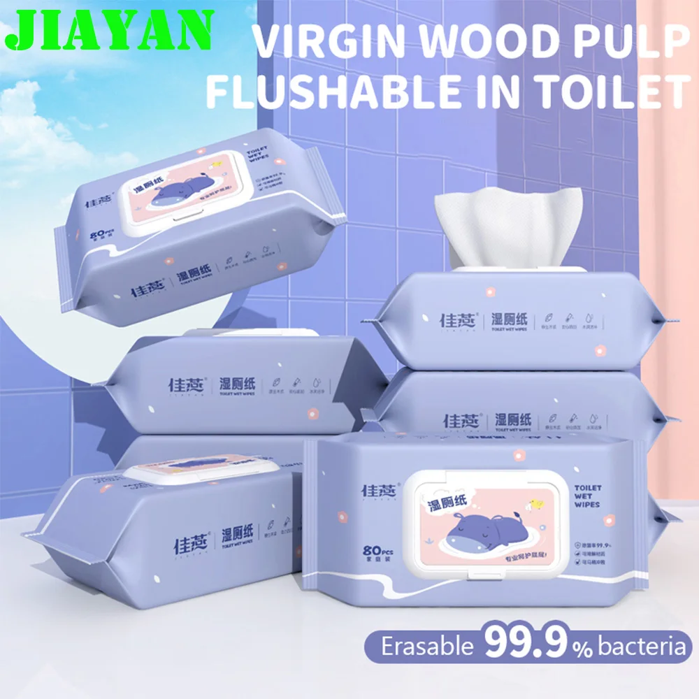 80pcs Home Care Hygiene Wipes Wet Toilet Paper Portable Pack Wet Wipes For Hemorrhoid Care Traveling Outdoors