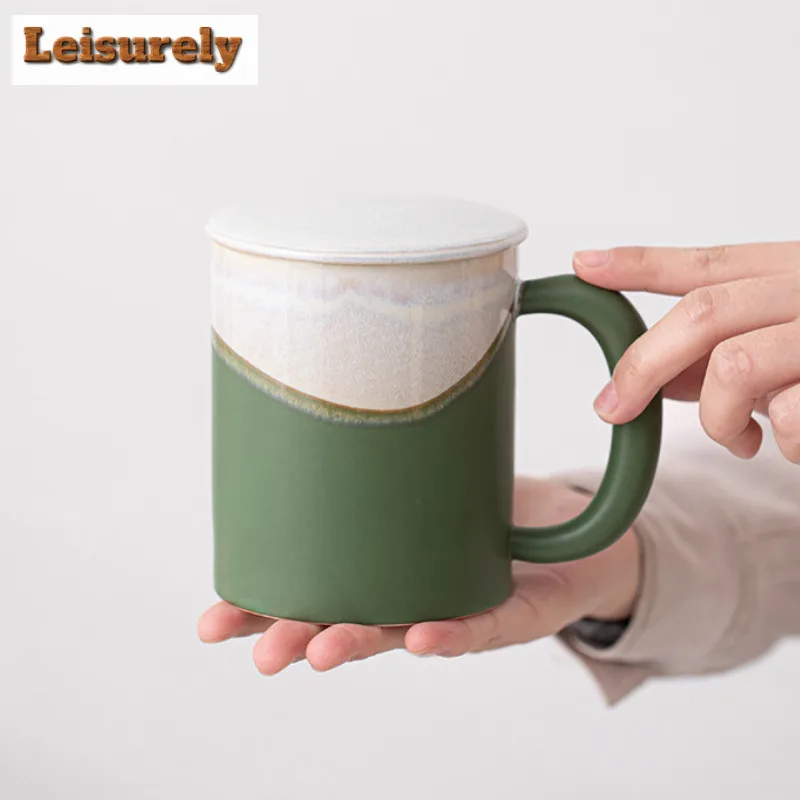 450ml Mountain And Sea Painting Scroll Coffee Mug Milk Cup Afternoon Tea Mug Household Coffee Milk Pot Personal Office Water Cup