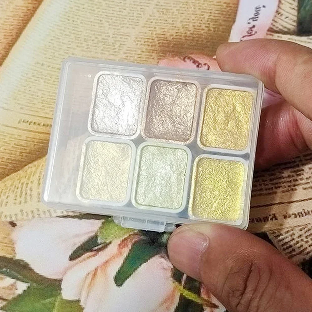 Pearlescent Metal Candy Colors Set 6 Color Solid Watercolor Set Retro Painting Art Painting Drawing Nail Design Watercolor Paint watercolor painting set,watercolor paint,watercolor pigment