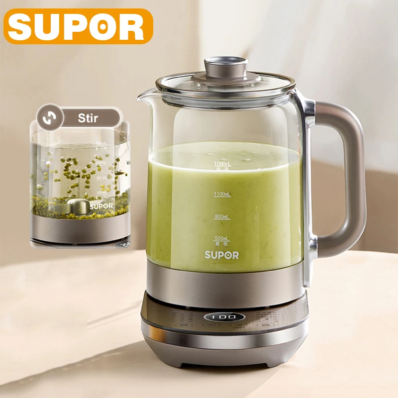 

SUPOR Stirring Electric Kettle 1.5L Insulation Smart Touch Portable Home Mixing Kettle 5 -stage Temperature Glass Water Heater