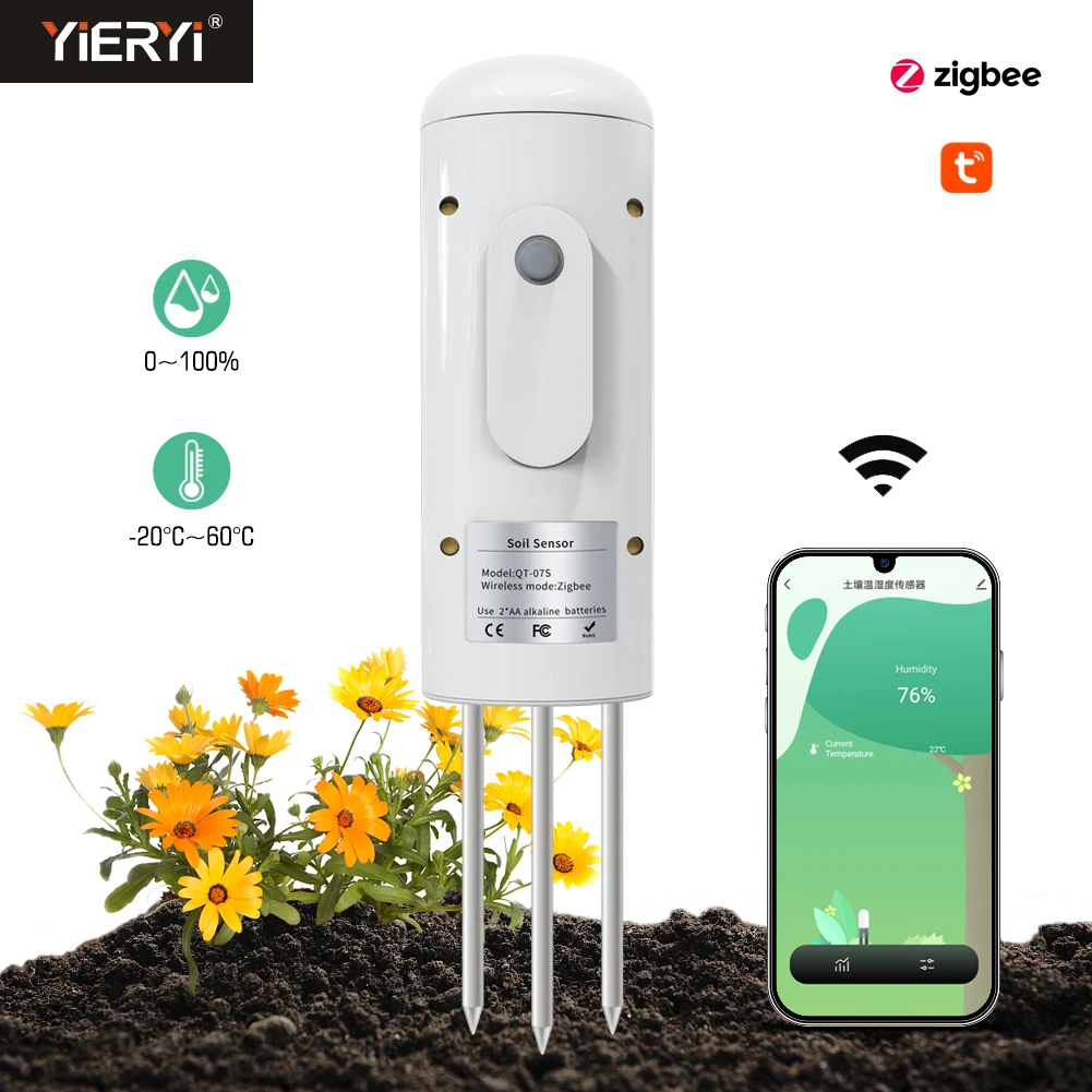 Tuya Zigbee Wireless Soil Moisture Meter Temperature Humidity Tester