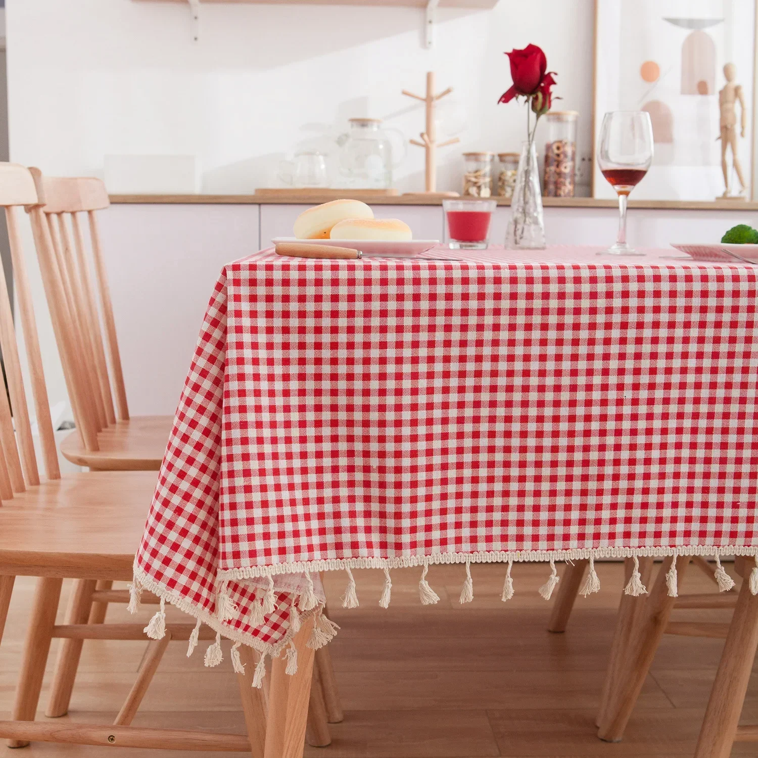 CLT8065 Blue daisy print small fresh countryside tablecloth home cover towel 3