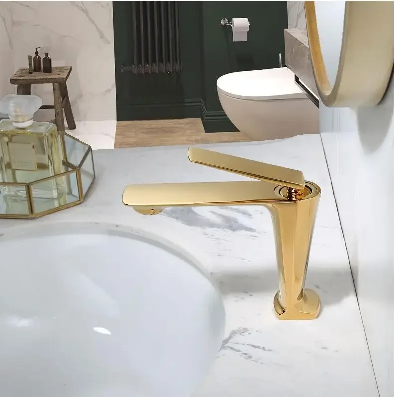 Description Picture 5 of itemBathroom Faucet Rose Gold Basin Cold And Hot Water Mixer Sink Tap Single Handle Deck Mounted Brushed Gold Tap