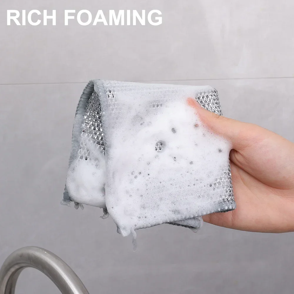 Metall Stahldraht Lumpen Tuch Küche Topf Pfanne Geschirrspülen Doppelseitiges Geschirrtuch Home Mesh Reinigungstücher Handtücher Schrubber Lappen