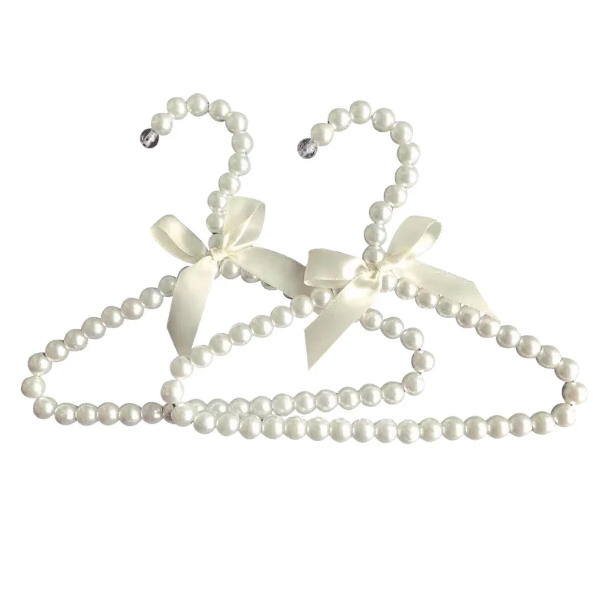 

Plastic Beaded Bow Clothes Hanger, Clothes Hangers, Dress, Coat, Closet Organizer, Dry Rack Storage, 20x10cm, 3 Pcs