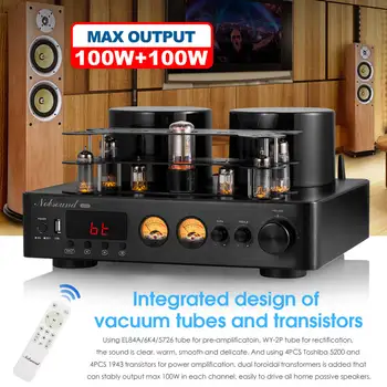 Douk Audio HiFi Hybird Stereo Valve Tube Amplifier Bluetooth 5.0 Audio Receiver COAX / OPT Power Amp USB Player 5