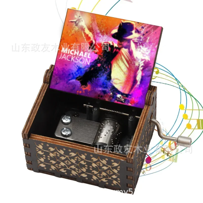 Music Box Carousel Music Box Wooden Music Box Hand Crank Ornament Michael Jackson Music Birthday Gift