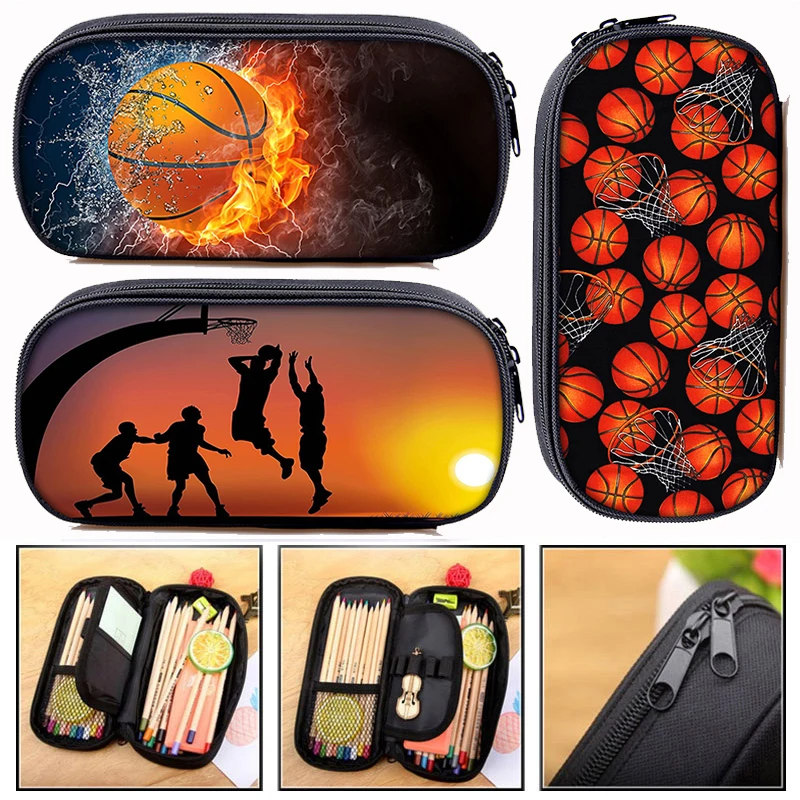 CoolBasketballPrintingPencilCasePencilBagsBoysStationary