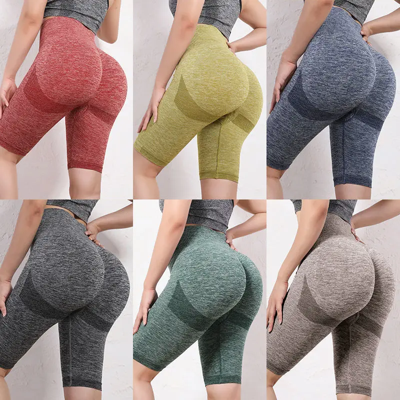

High Waist Yoga Shorts Tummy Control Workout Running Stretch Yoga Leggings Athletic Cycling Women Biker Fit Flex Pants Training