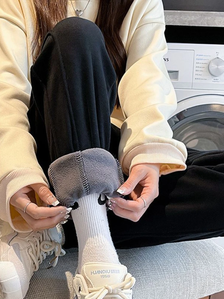 

Winter Women Pants Velvet Black Jogging Sweatpants Casual Thick Warm Sports Pants Gray Jogger High Waist Sweat Female Trousers