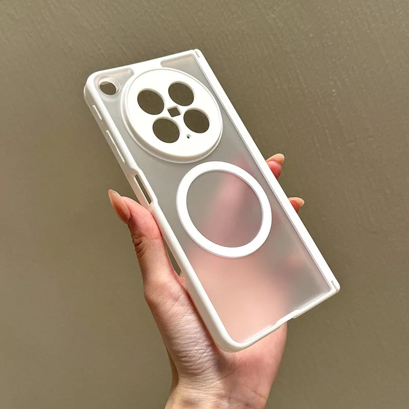 Matte Transparent Magnetic Wireless Charging Case with Hinge Protection