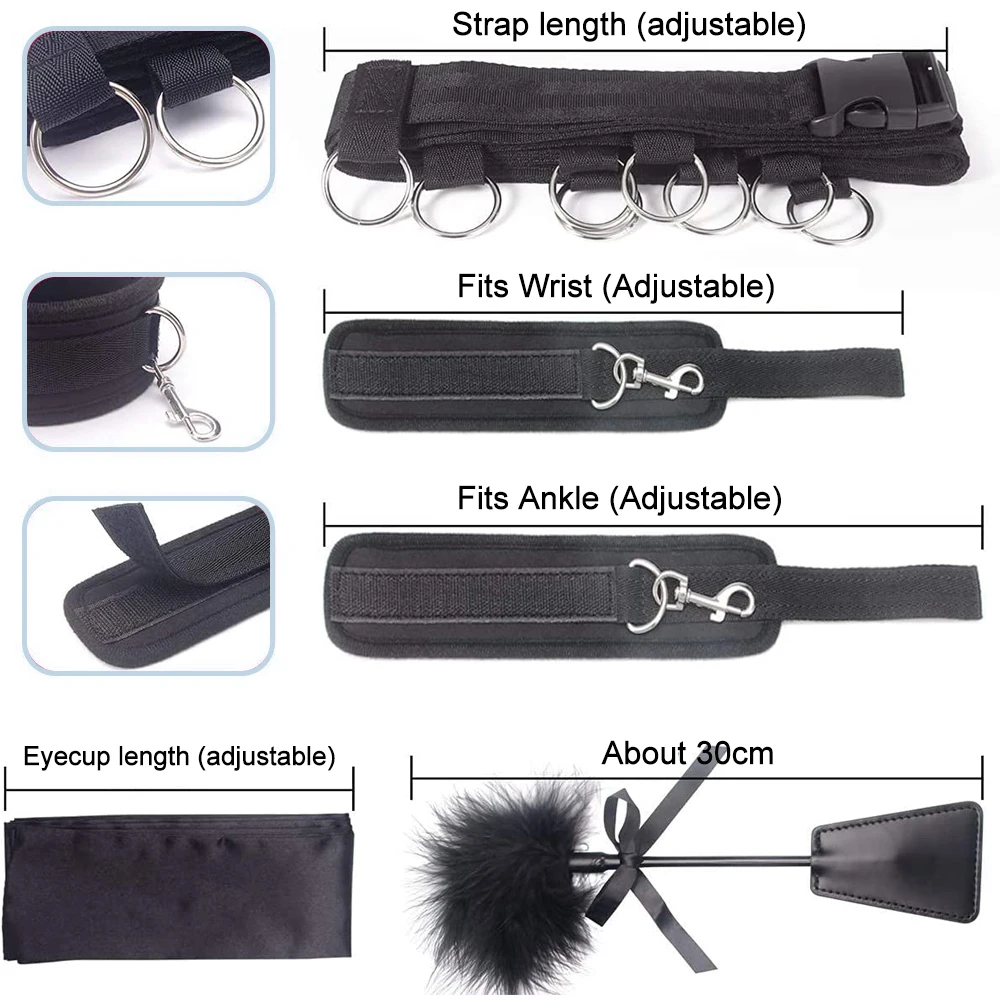 Sexy Leather Bondage Kits Adults Sex Toy Set for Women Men Handcuffs Ankle Cuffs Fetish Slave Collars Adult Bed Games
