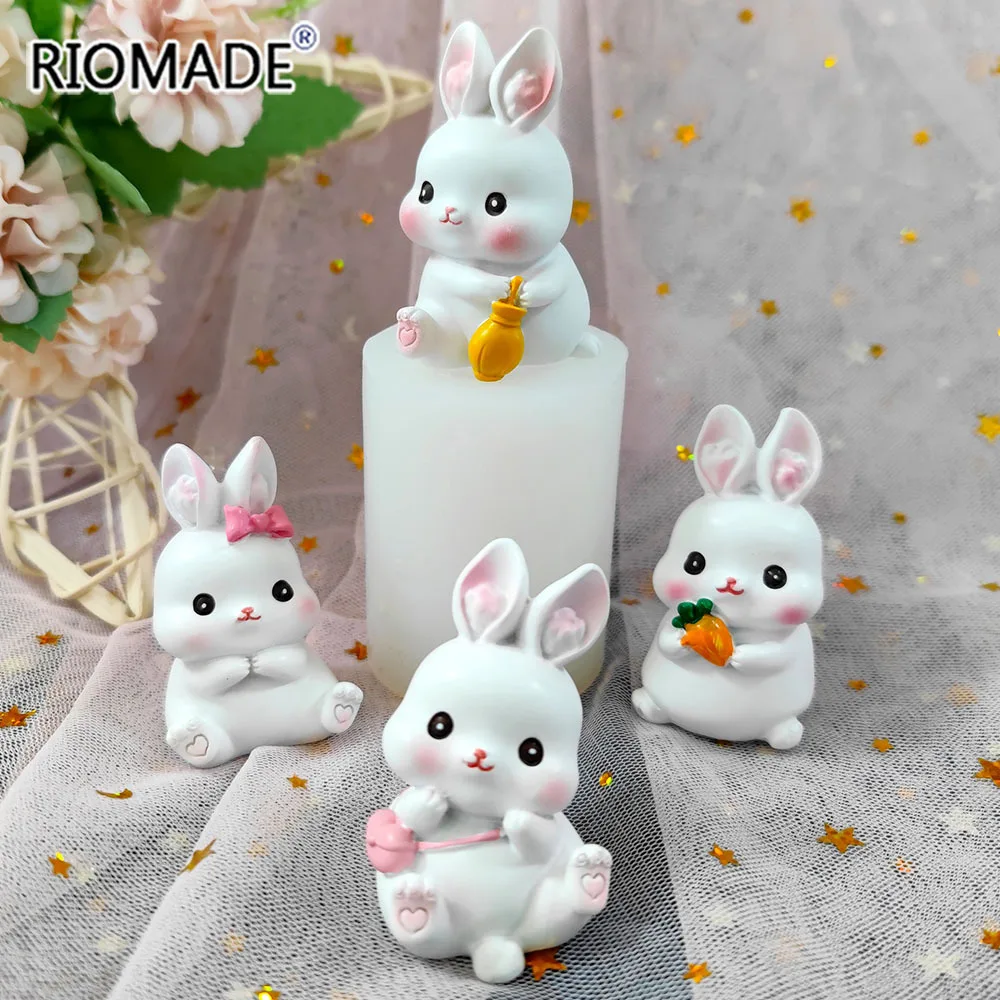 TiaoBug 6-Cavity Cute 3D Rabbit Shape Silicone Mold Non-stick DIY Fondant Candy Making Mold Cake Decoration Tools for Baby Shower Birthday Party White One Size 