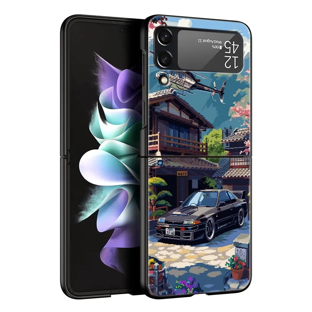 JDM Tokyo Drift Sports Car Black Folding Phone Case