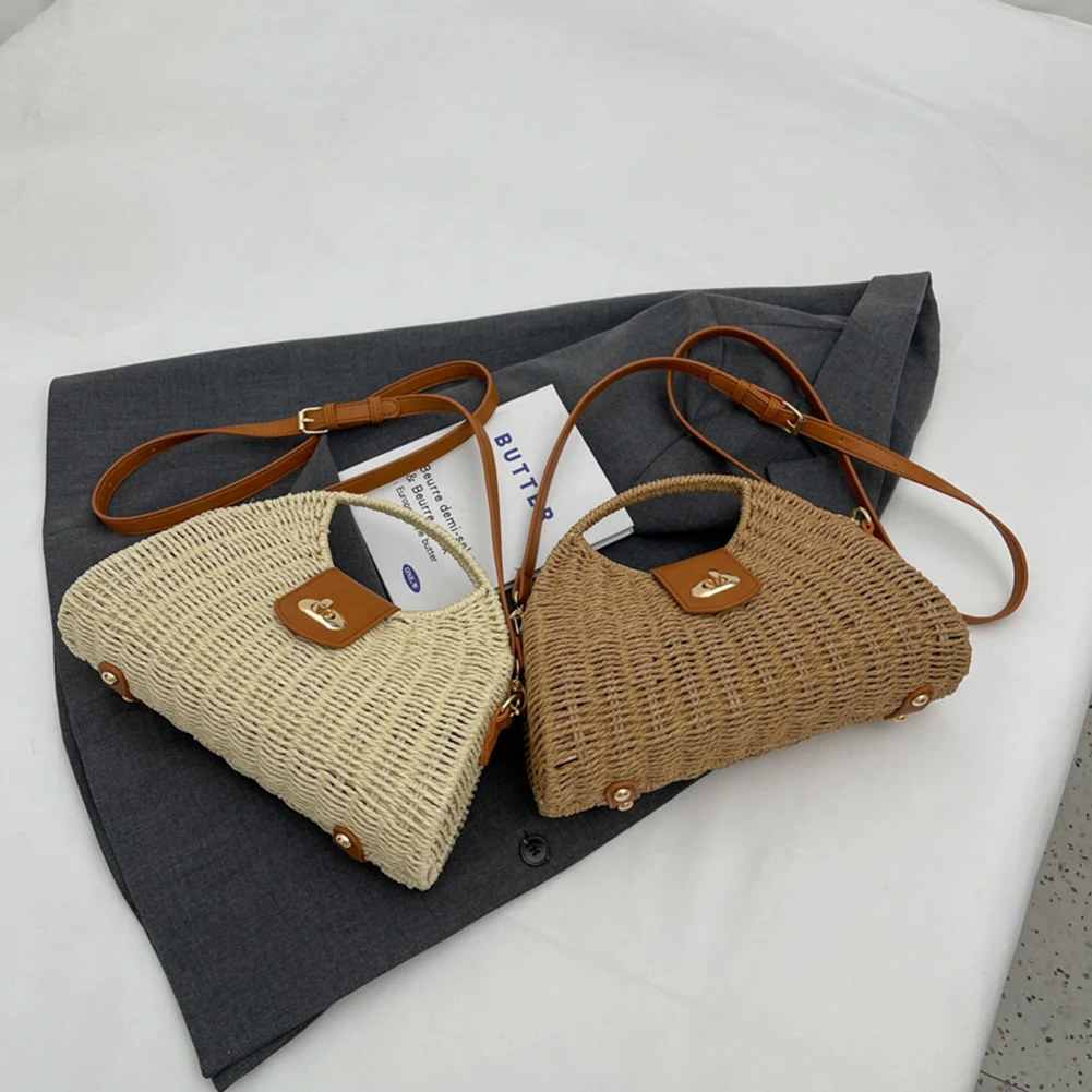 Women Messenger Bags Woven Shell Summer Top-Handle Bags Handmade Fashion Holiday Casual Lady Straw Bag