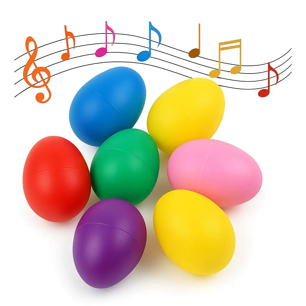 Plastic egg shakers percussion musical eggs maracas easter egg for party favors supplies music learning 12Pcs (6 colors)