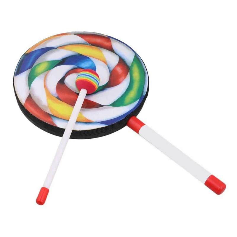 

20Pack 8Inch Lollipop Drum With Mallet Rainbow Color Music Rhythm Instruments Kids Baby Children Playing Toy
