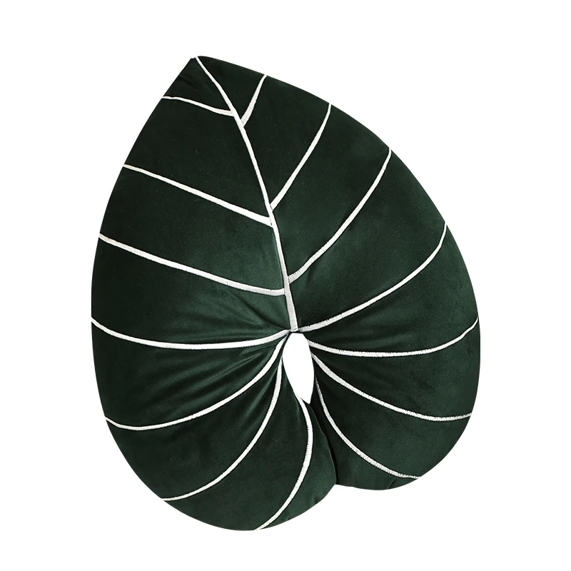 Nice Nordic Style Green Lifelike Leaf Plush Pillow Smile Face Plantain Leaves Love Shape Nap Sleep Cushion Sofa Decor Gift