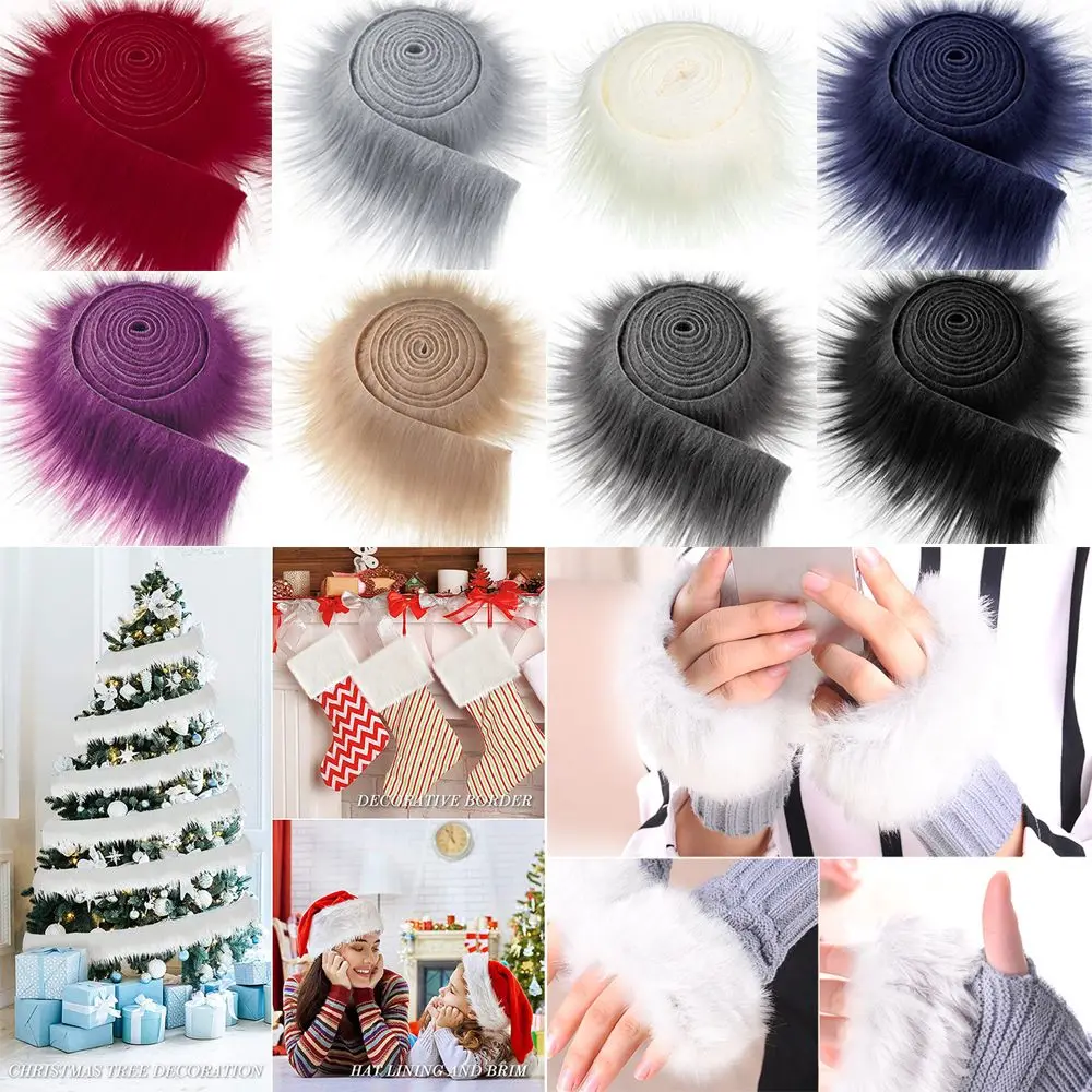 1Pc Faux Fur Ribbon Tape Trim Fabric Roll Plush Fur Stripe Long Plush Fur Fabric Winter Costume Apparel Sewing Accessories