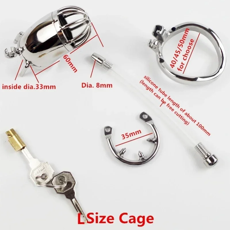 Stainless Steel Male Chastity Cage With Catheter Chastity Restraint Cock Cage Adult Erotic Sex Toys For Man Gay 18+