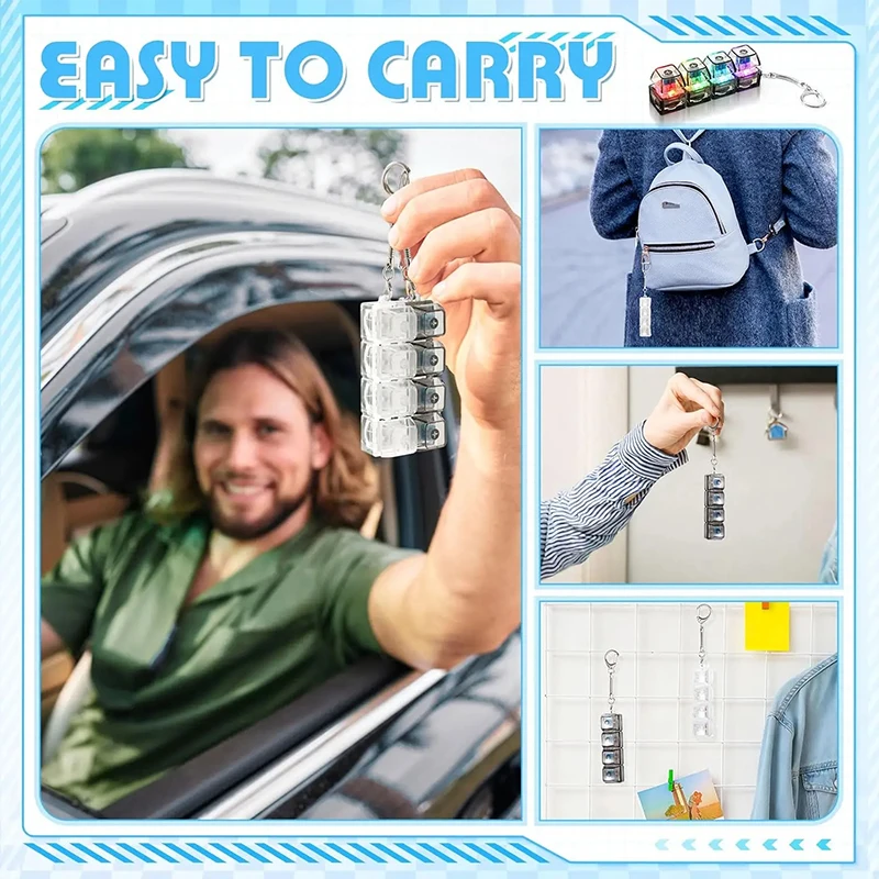 4키 조명 기능 기계식 키보드 키체인 손가락 버튼 스트레스 해소 키캡 (사무실, 가정, 성인, 어린이용)