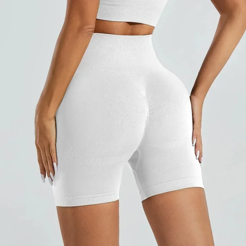 Summer High Waisted Yoga Shorts for Women Fashionable and Sexy Running Fitness Pants Solid Color Yoga Leggings Elastic Tights