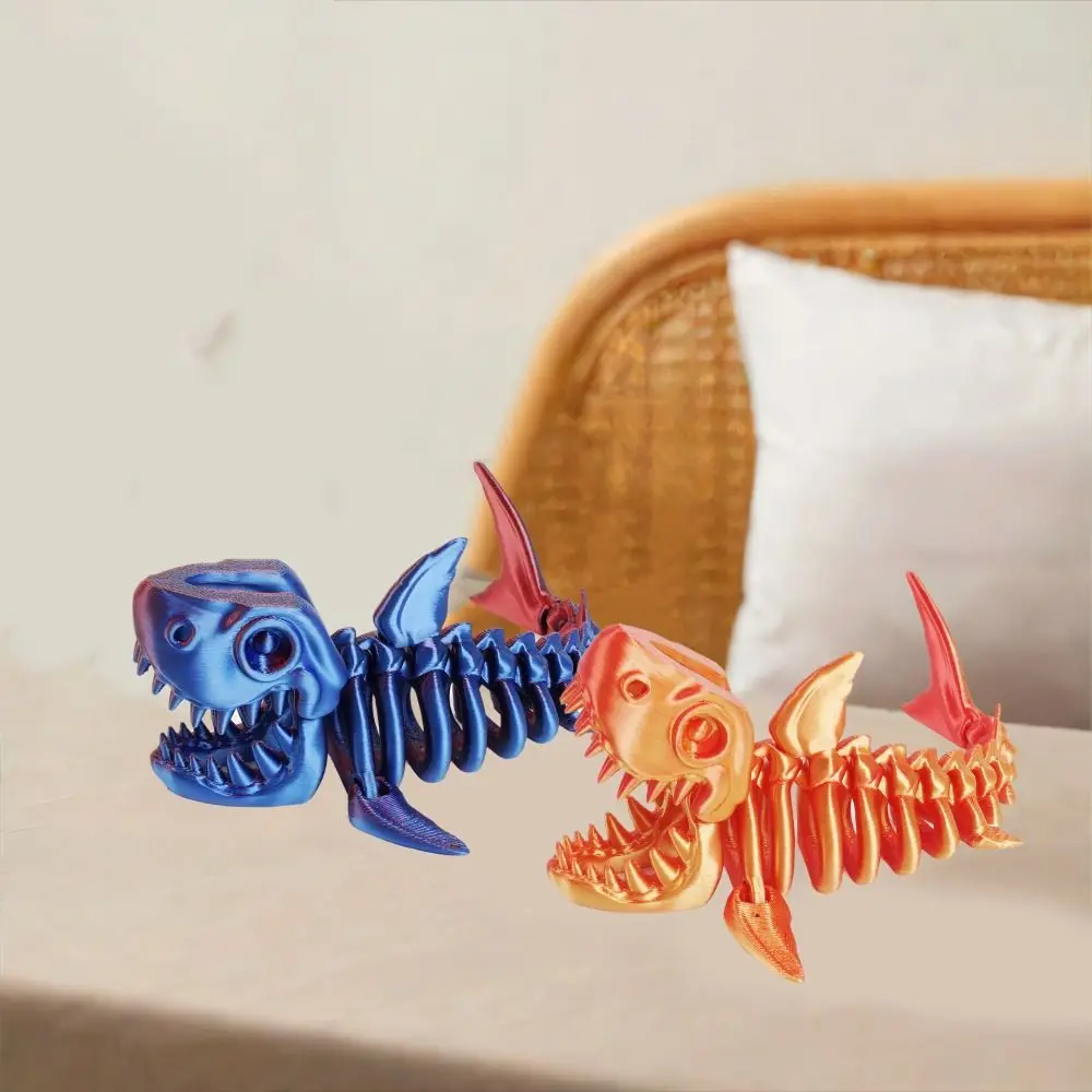 Description Picture 6 of itemPLA Plastic 3D Printed Shark Model Multi-jointed Movable Realistic 3D Printed Shark Bones Handmade Decorative Action Model Shark