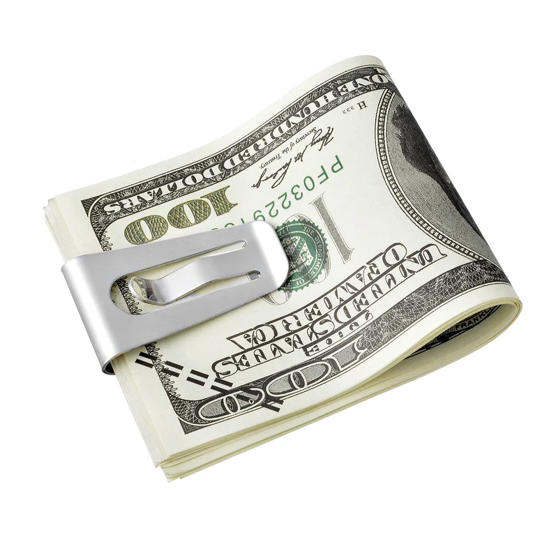 NEW Money Clip Mens Stainless Steel Silver Cash Holder Male Mini Purse Metal Bill Clamp Slim Pocket ID Credit Card Folder 2024 2