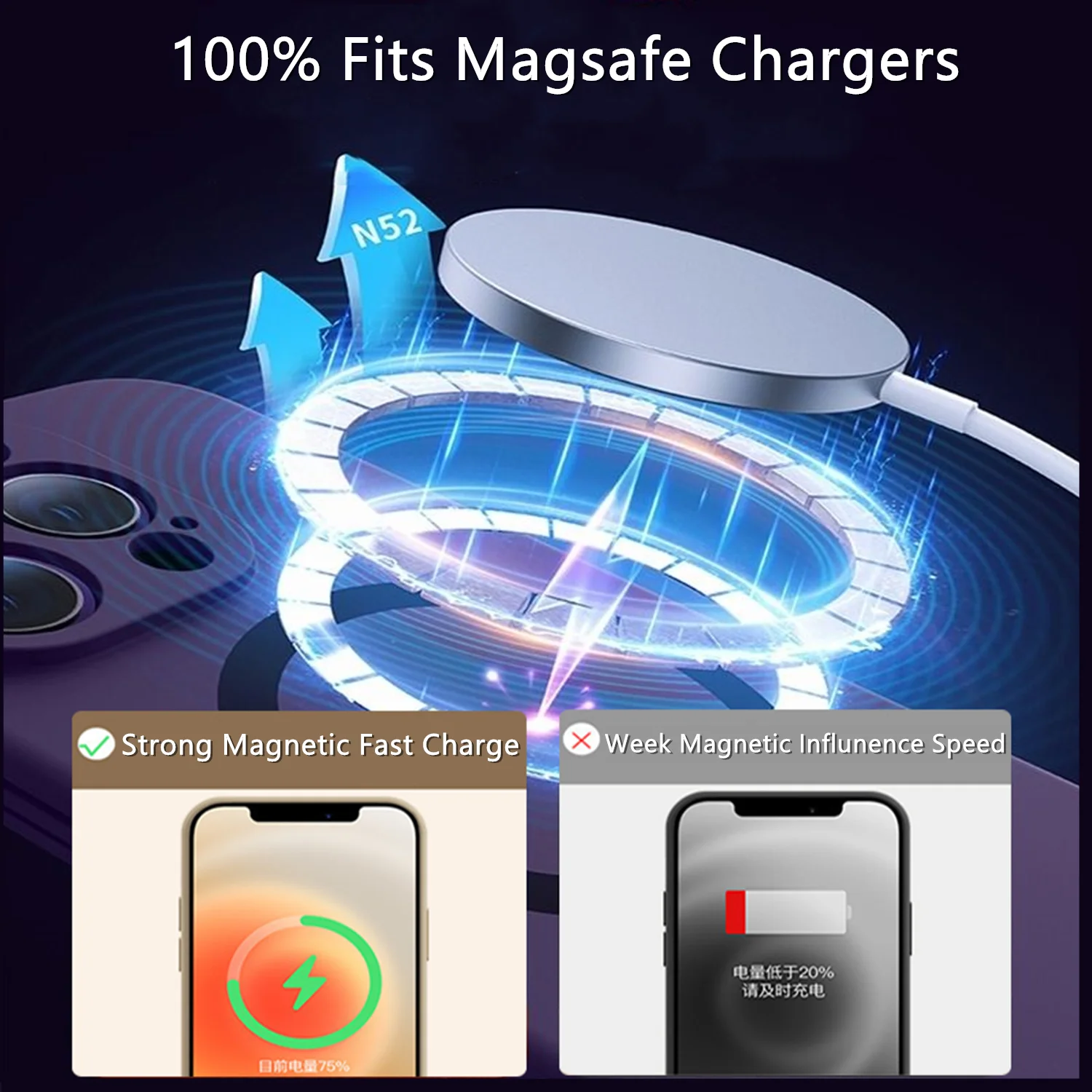 Magsafe Magnetic Wireless Charging Liquid Silicone Phone Cover with Strap